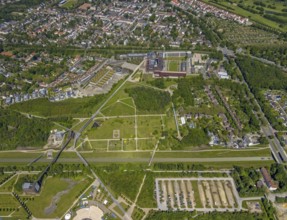 Aerial view, industrial park Nordstern, Nordsternpark, Heßler, Gelsenkirchen, Ruhr area, North