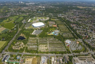 Aerial view, ARENA PARK Gelsenkirchen, Bundesliga stadium Arena auf Schalke, training grounds,