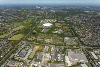Aerial view, ARENA PARK Gelsenkirchen, Bundesliga stadium Arena auf Schalke, training grounds,
