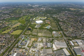Aerial view, ARENA PARK Gelsenkirchen, Bundesliga stadium Arena auf Schalke, training grounds,