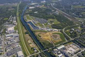 Aerial view, ARENA PARK Gelsenkirchen, Bundesliga stadium Arena auf Schalke, training grounds,