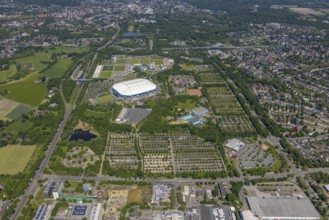 Aerial view, ARENA PARK Gelsenkirchen, Bundesliga stadium Arena auf Schalke, training grounds,