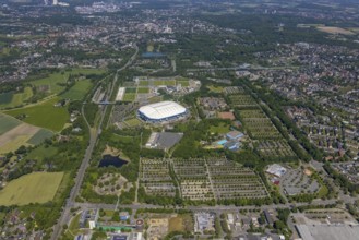 Aerial view, ARENA PARK Gelsenkirchen, Bundesliga stadium Arena auf Schalke, training grounds,