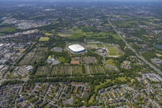 Aerial view, ARENA PARK Gelsenkirchen, Bundesliga stadium Arena auf Schalke, training grounds,