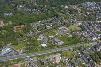 Aerial view, Büropark Schloss Berge, motorway A2, Erle, Gelsenkirchen, Ruhr area, North