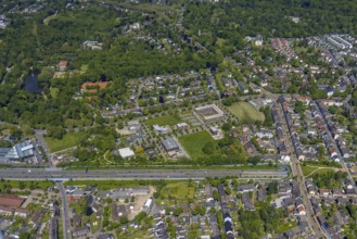 Aerial view, Büropark Schloss Berge, motorway A2, Erle, Gelsenkirchen, Ruhr area, North
