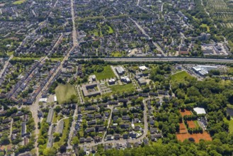 Aerial view, Büropark Schloss Berge, motorway A2, Erle, Gelsenkirchen, Ruhr area, North