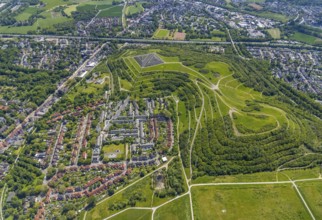 Aerial view, Rungenberghalde with night sign, Buer, Gelsenkirchen, Ruhr area, North