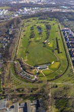 Aerial view, golf course and golf club GC Schloss Horst GmbH, Horst, An der Rennbahn,