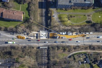 Aerial view, new bridge Turfstraße over railway line, Horst, Gelsenkirchen, Ruhr area, North