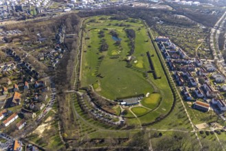 Aerial view, golf course and golf club GC Schloss Horst GmbH, Horst, An der Rennbahn,