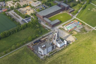 Aerial view, Hugo Schacht 2 colliery, Buer, Gelsenkirchen, Ruhr area, North Rhine-Westphalia,