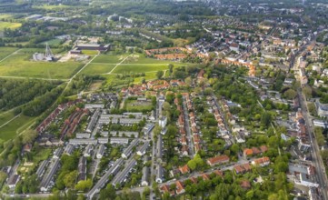 Aerial view, Schüngelberg colliery housing estate and Hugo Schacht 2 colliery, Buer, Gelsenkirchen,