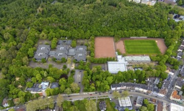 Aerial view, Ückendorf comprehensive school and sports field DJK Arminia Ückendorf, Ückendorf,