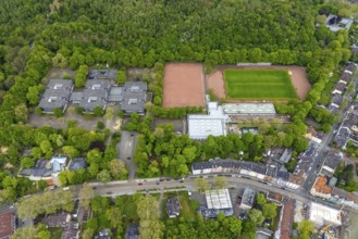 Aerial view, Ückendorf comprehensive school and sports field DJK Arminia Ückendorf, Ückendorf,