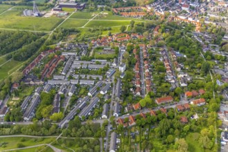 Aerial view, Schüngelberg colliery housing estate and Hugo Schacht 2 colliery, Buer, Gelsenkirchen,