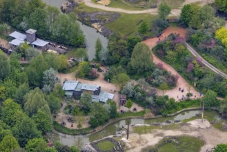 Aerial view, ZOOM Erlebniswelt Zoo, Bismarck, Gelsenkirchen, Ruhr area, North Rhine-Westphalia,