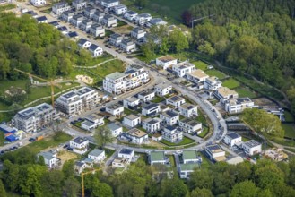 Aerial view, Am Buerschen Waldbogen, construction site housing estate, Resse, Gelsenkirchen, Ruhr