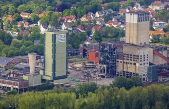 Aerial view, former DSK Lippe mine, Egonstraße, city limits to Gelsenkirchen, Westerholt, Hassel,