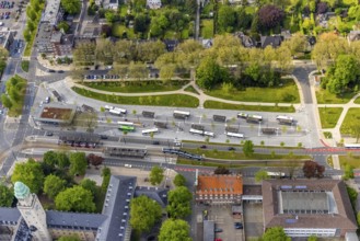 Aerial view, bus station Gelsenkirchen-Buer, ZOB, central bus station, Buer, Gelsenkirchen, Ruhr