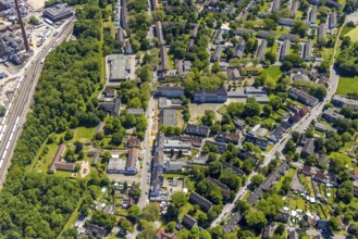 Aerial view, local supply centre Scholven, Im Brömm, retail centre, Scholven, Gelsenkirchen, Ruhr