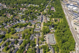 Aerial view, local supply centre Scholven, Im Brömm, retail centre, Scholven, Gelsenkirchen, Ruhr