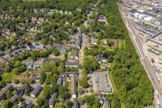 Aerial view, local supply centre Scholven, Im Brömm, retail centre, Scholven, Gelsenkirchen, Ruhr