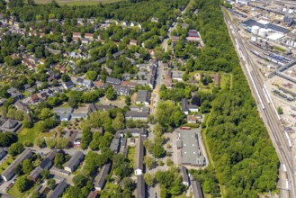 Aerial view, local supply centre Scholven, Im Brömm, retail centre, Scholven, Gelsenkirchen, Ruhr
