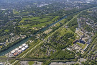Aerial view, industrial park Nordstern, Nordsternpark, Heßler, Gelsenkirchen, Ruhr area, North