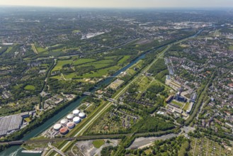 Aerial view, industrial park Nordstern, Nordsternpark, Heßler, Gelsenkirchen, Ruhr area, North