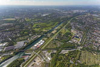 Aerial view, industrial park Nordstern, Nordsternpark, Heßler, Gelsenkirchen, Ruhr area, North