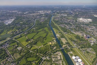 Aerial view, industrial park Nordstern, Nordsternpark, Heßler, Gelsenkirchen, Ruhr area, North
