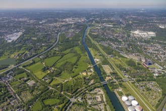 Aerial view, industrial park Nordstern, Nordsternpark, Heßler, Gelsenkirchen, Ruhr area, North