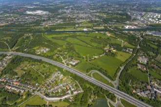 Aerial view, industrial park Nordstern, Nordsternpark, Heßler, Gelsenkirchen, Ruhr area, North