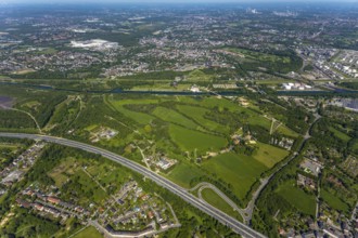 Aerial view, industrial park Nordstern, Nordsternpark, Heßler, Gelsenkirchen, Ruhr area, North