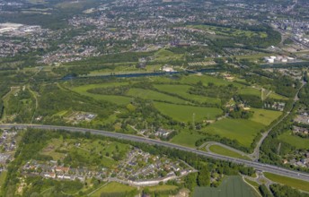 Aerial view, industrial park Nordstern, Nordsternpark, Heßler, Gelsenkirchen, Ruhr area, North