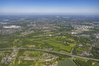 Aerial view, industrial park Nordstern, Nordsternpark, Heßler, Gelsenkirchen, Ruhr area, North