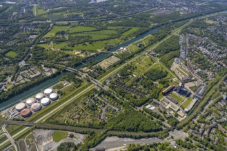 Aerial view, industrial park Nordstern, Nordsternpark, Heßler, Gelsenkirchen, Ruhr area, North