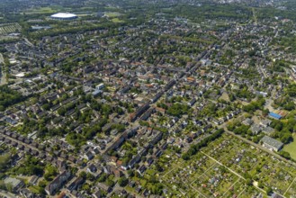 Aerial view, secondary centre Erle, Crangestraße, retail centre, Erle, Gelsenkirchen, Ruhr area,