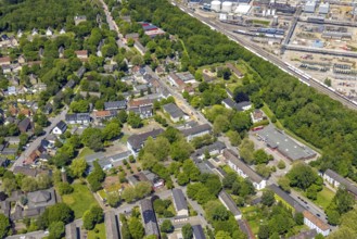 Aerial view, local supply centre Scholven, Im Brömm, retail centre, Scholven, Gelsenkirchen, Ruhr