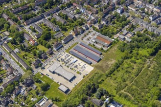 Aerial view, secondary centre Resse, Ewaldstraße, retail centre, Resse, Gelsenkirchen, Ruhr area,