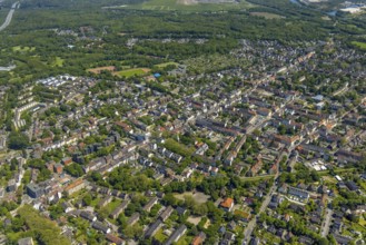 Aerial view, secondary centre Erle, Crangestraße, retail centre, Erle, Gelsenkirchen, Ruhr area,