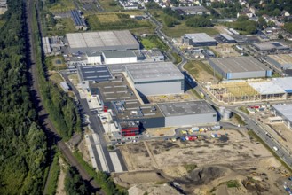 Aerial view, construction site commercial area and industrial park Schalker Verein on Europastrasse