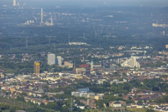 Aerial view, Old Town and City skyscrapers with Provost Church St. Augustinus and Old Town Church