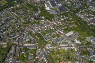 Aerial view, Rotthausen secondary centre, Karl-Meyer-Straße, retail centre, Rotthausen,