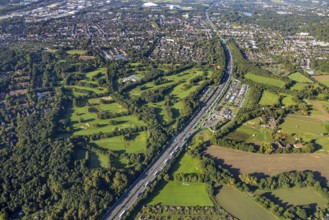 Aerial view, motorway service area Resser Mark Nord in the district Resse in Gelsenkirchen, Ruhr