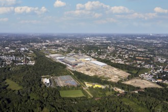 Aerial view, construction site commercial area and industrial park Schalker Verein on Europastrasse