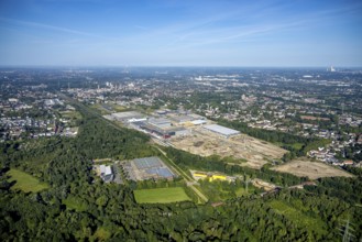 Aerial view, construction site commercial area and industrial park Schalker Verein on Europastrasse
