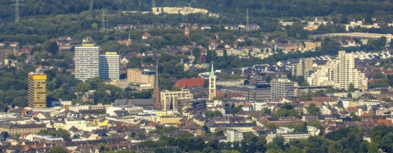 Aerial view, Old Town and City skyscrapers with Provost Church St. Augustinus and Old Town Church