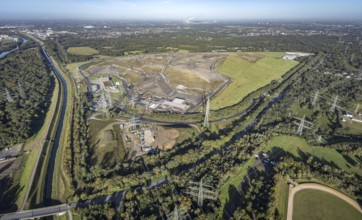 Aerial view, central landfill Emscherbruch and river Emscher in the district Resser Mark in